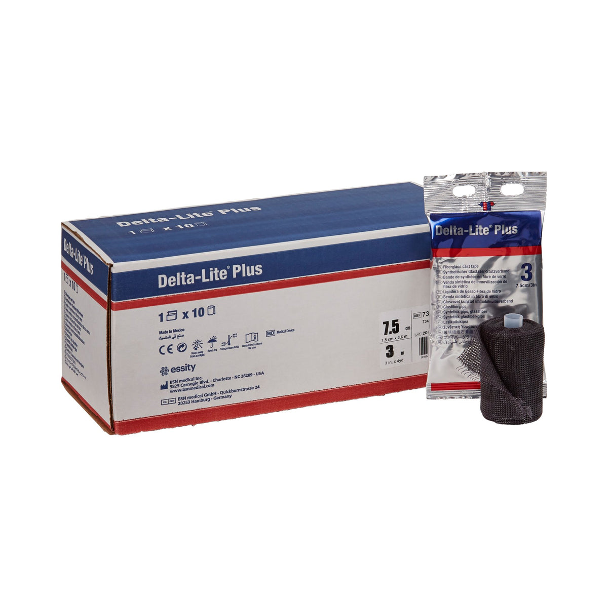 Delta-Lite Plus Black Cast Tape, 3 Inch x 4 Yard-Cast Tape Delta-Lite Plus 3 Inch X 12 Foot Fiberglass / Resin Black