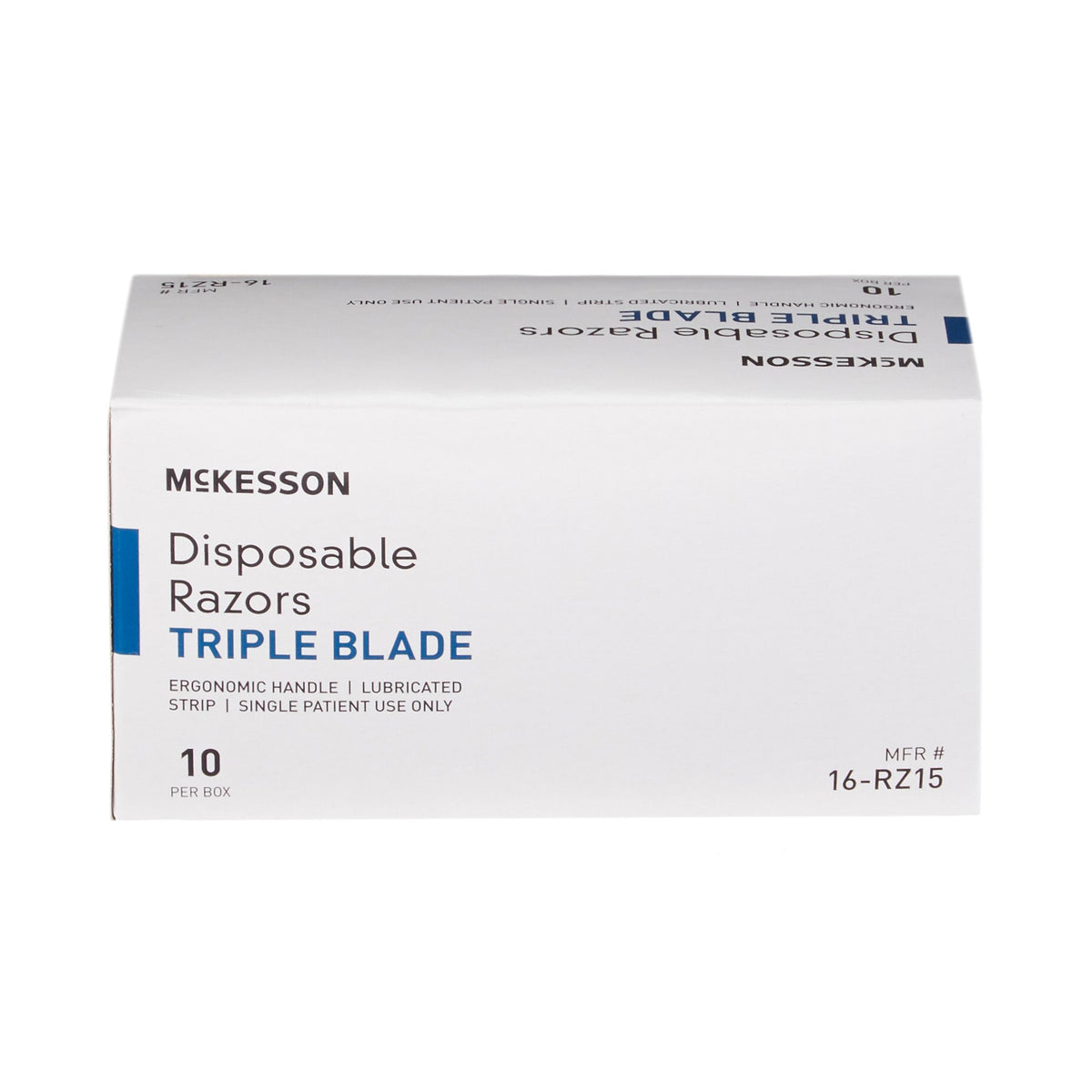 McKesson Triple Blade Disposable Razors-Personal Razor with Lubricating Strip McKesson Single Edge Triple Blade NonSterile Disposable