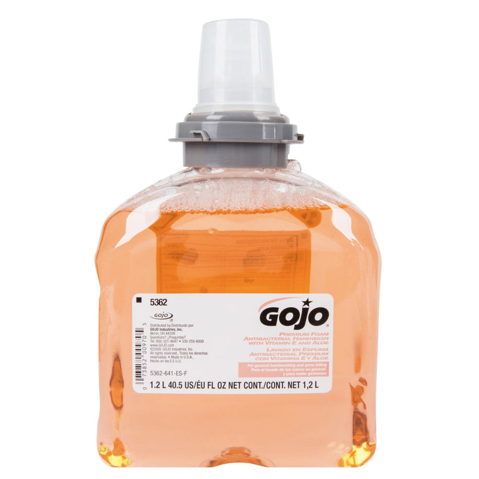 TFX� Premium Antibacterial Soap-"Antibacterial Soap GOJO� Premium Foaming 1,200 mL Dispenser Refill Bottle Fresh Fruit Scent"