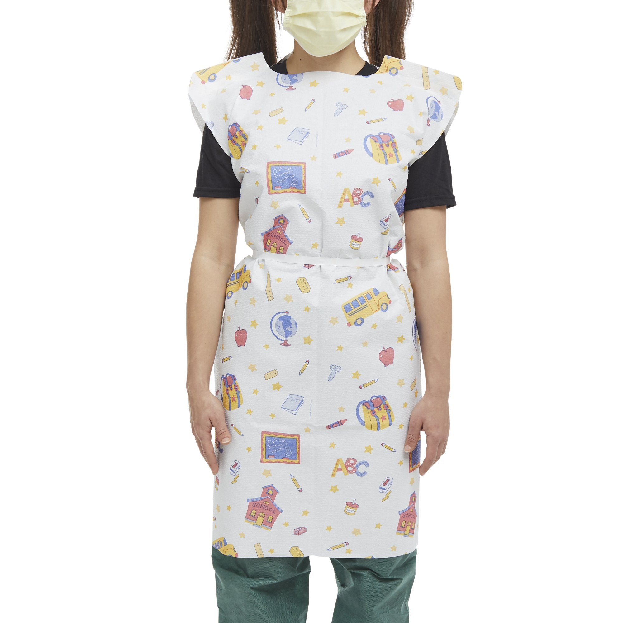 McKesson Pediatric Exam Gown, Medium, School Time Print-Patient Exam Gown McKesson Child Size Kid Design (Schooltime Print) Disposable