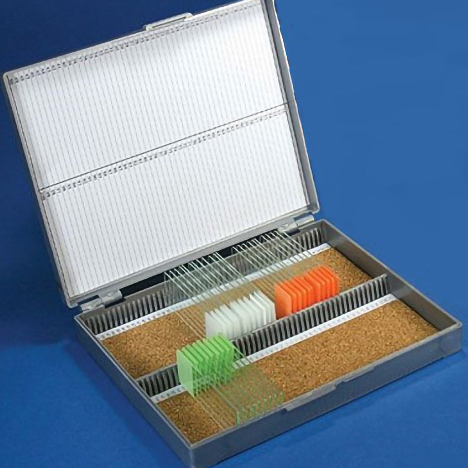 Slide Storage Box McKesson Gray ABS Plastic / Cork 100 Slide Capacity - Clinical Laboratory>Laboratory Glassware and Plast...