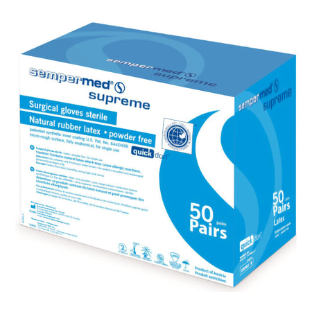 Sempermed Supreme Latex Surgical Glove, Size 9, Ivory-Surgical Glove Sempermed Supreme Size 9 Sterile Latex Standard Cuff Length Fully Textured Ivory Not Chemo Approved