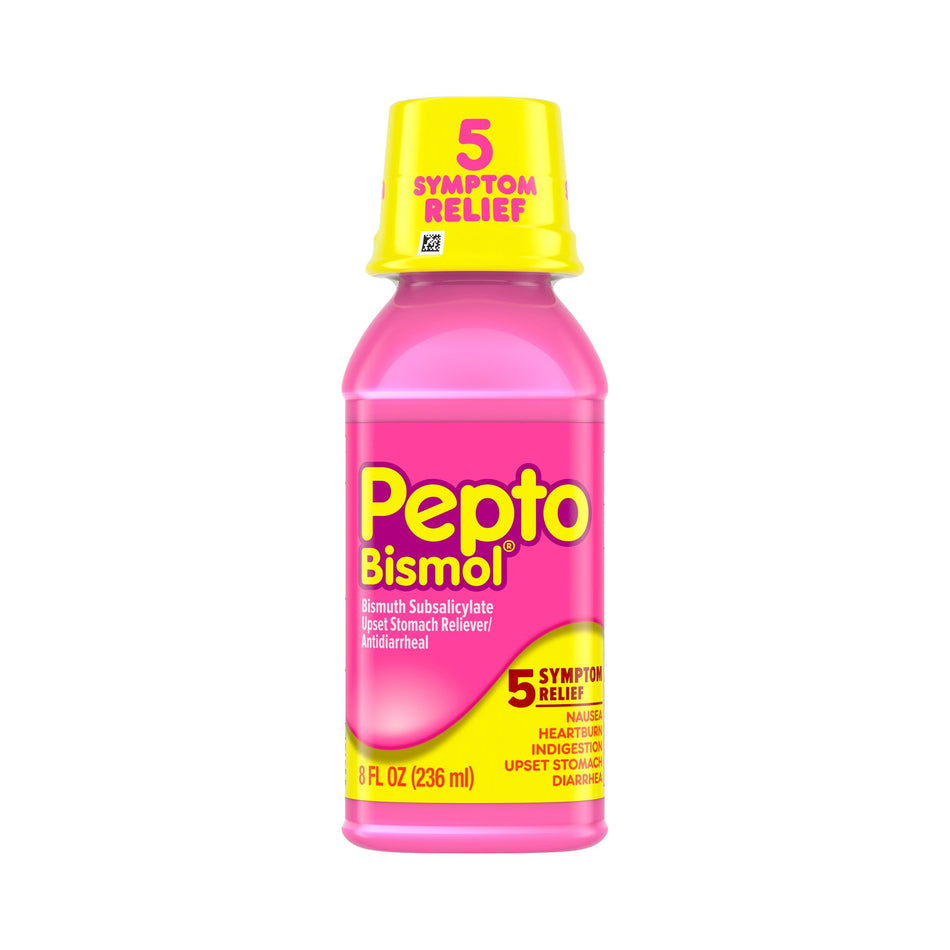 Pepto Bismol Bismuth Subsalicylate Anti-Diarrheal-Anti-Diarrheal Pepto Bismol 262 mg Strength Liquid 8 oz.