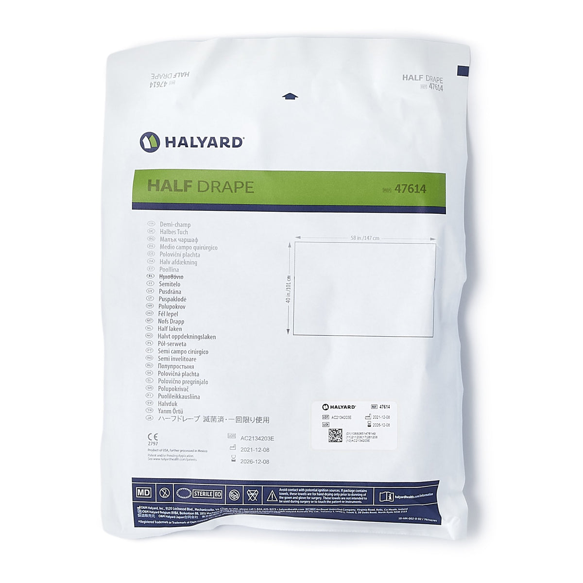 Halyard Sterile Half General Purpose Drape, 40 x 58 Inch-General Purpose Drape Half Drape 40 W X 58 L Inch Sterile