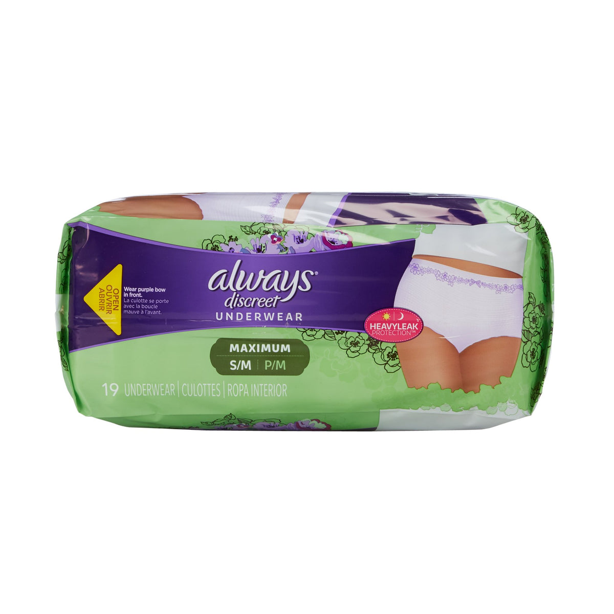 Always Discreet Maximum Absorbent Underwear, Small / Medium-Female Adult Absorbent Underwear Always Discreet Pull On with Tear Away Seams Small / Medium Disposable Heavy Absorbency