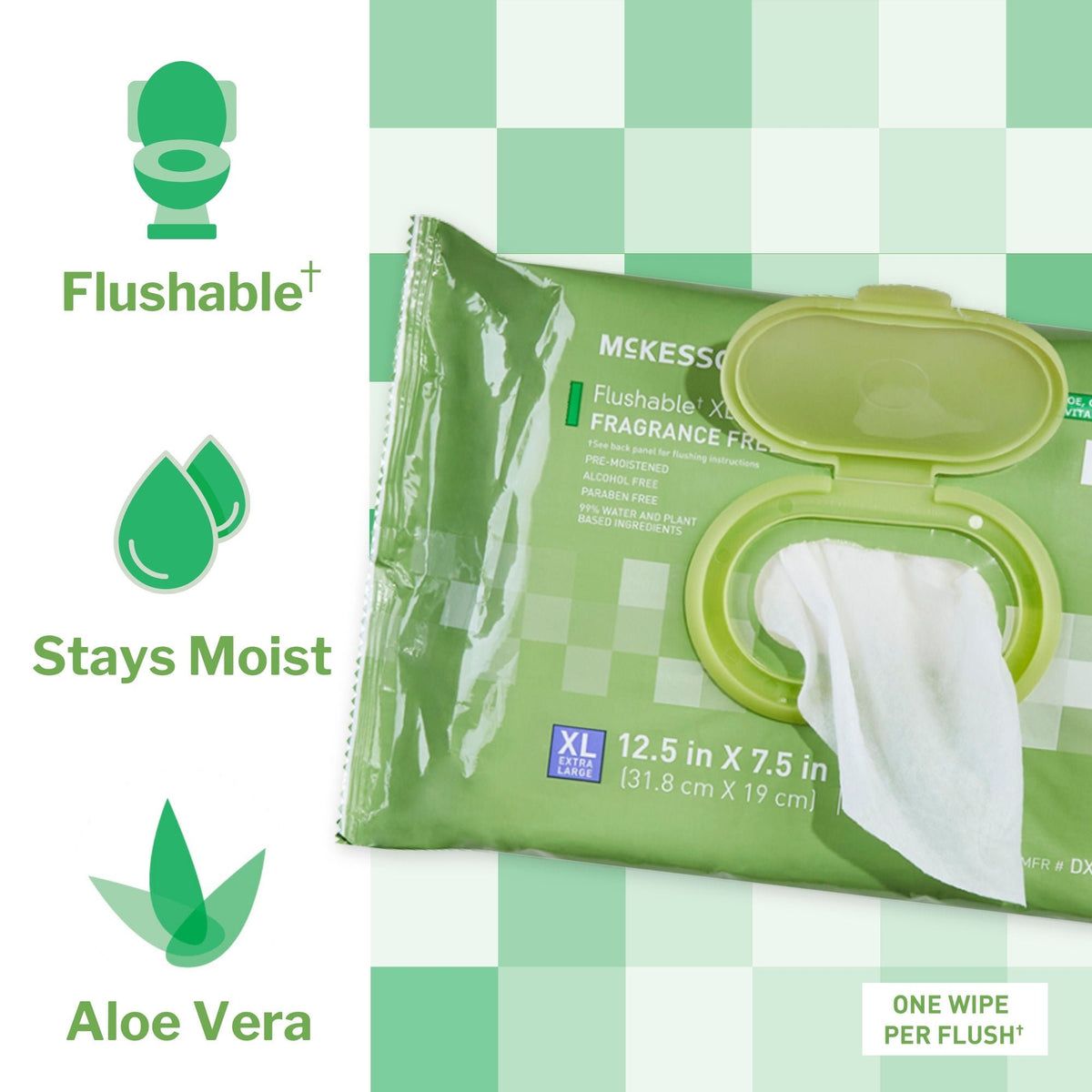 McKesson Flushable* Wet Wipes XL - Unscented, 48 Wipes per Pack - Personal Hygiene>Skin Care>Personal Wipes - McKesson Brand