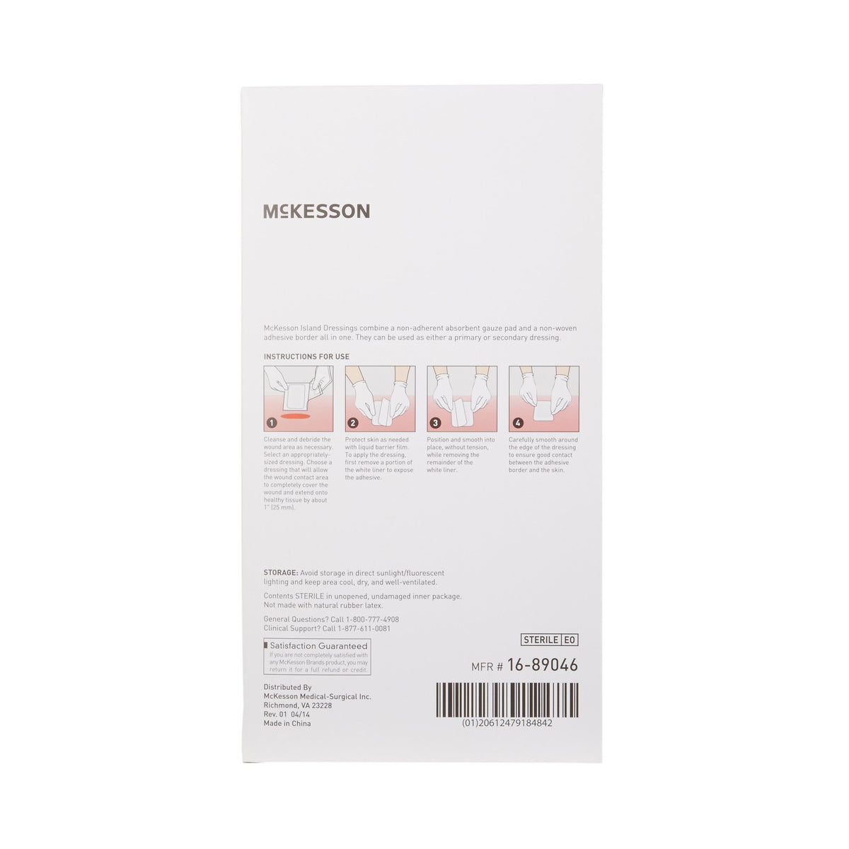 McKesson White Adhesive Dressing, 4 x 6 Inch-Island Dressing McKesson 4 X 6 Inch Rectangle Sterile