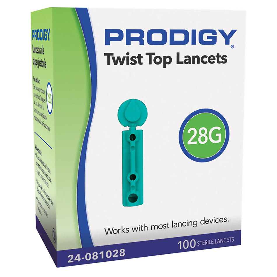 Prodigy Safety Lancet-Lancet for Lancing Device Prodigy 28 Gauge Non-Safety Twist Off Cap Finger