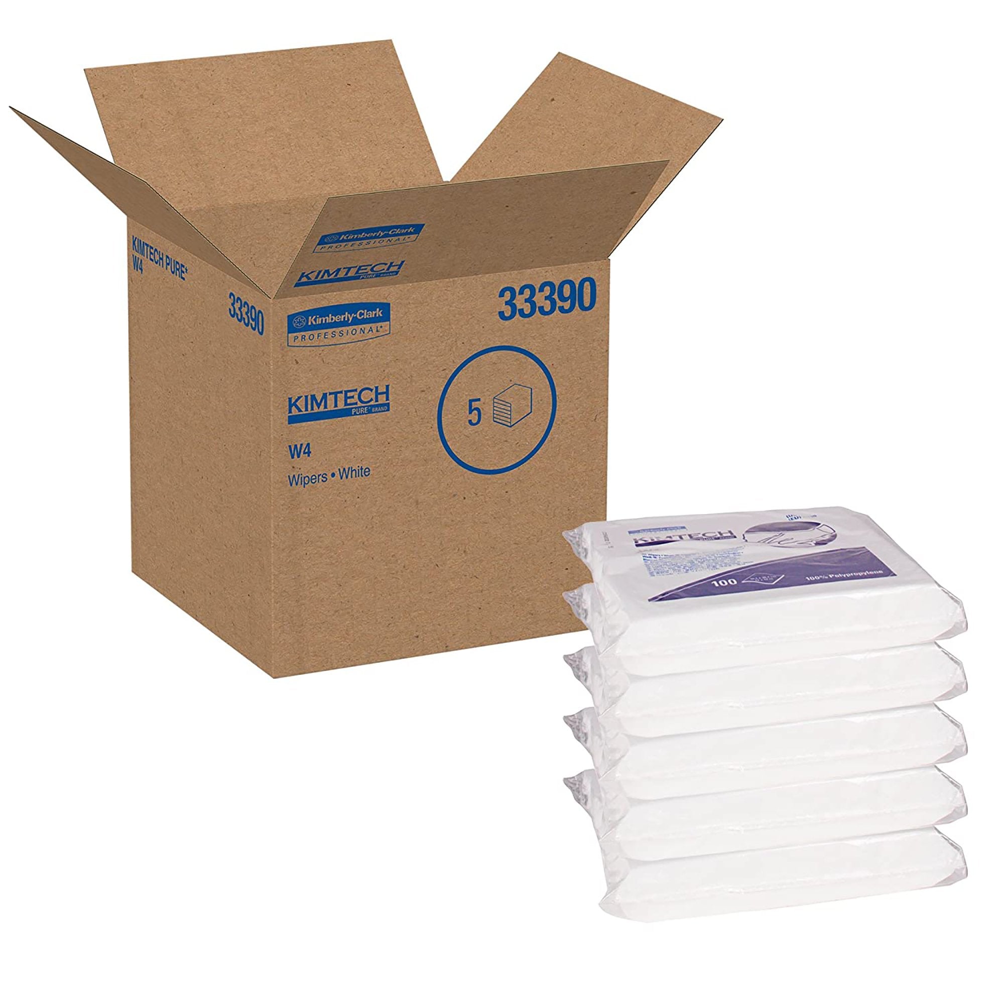 Kimtech Pure W4 Cleanroom Wipe, 100 per Box-Cleanroom Wipe KIMTECH PURE W4 ISO Class 4 White NonSterile Polypropylene 9 X 9 Inch Disposable