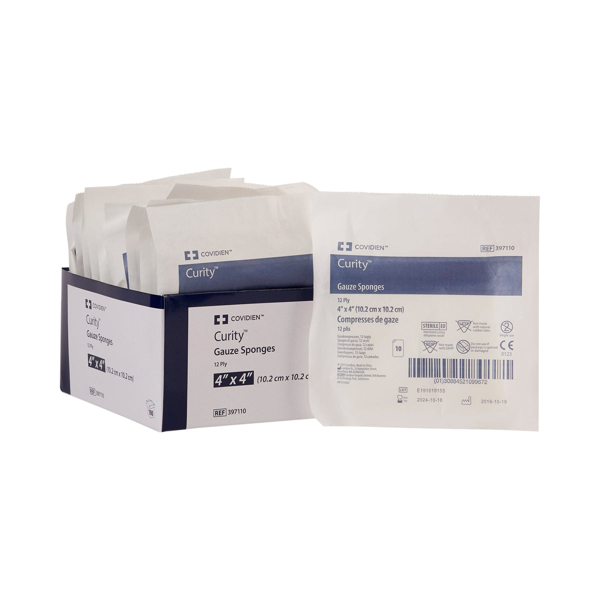 Curity Sterile USP Type VII Gauze Sponge, 4 x 4 Inch, 12-Ply-Gauze Sponge Curity 4 X 4 Inch 12-Ply Sterile 10 per Pouch