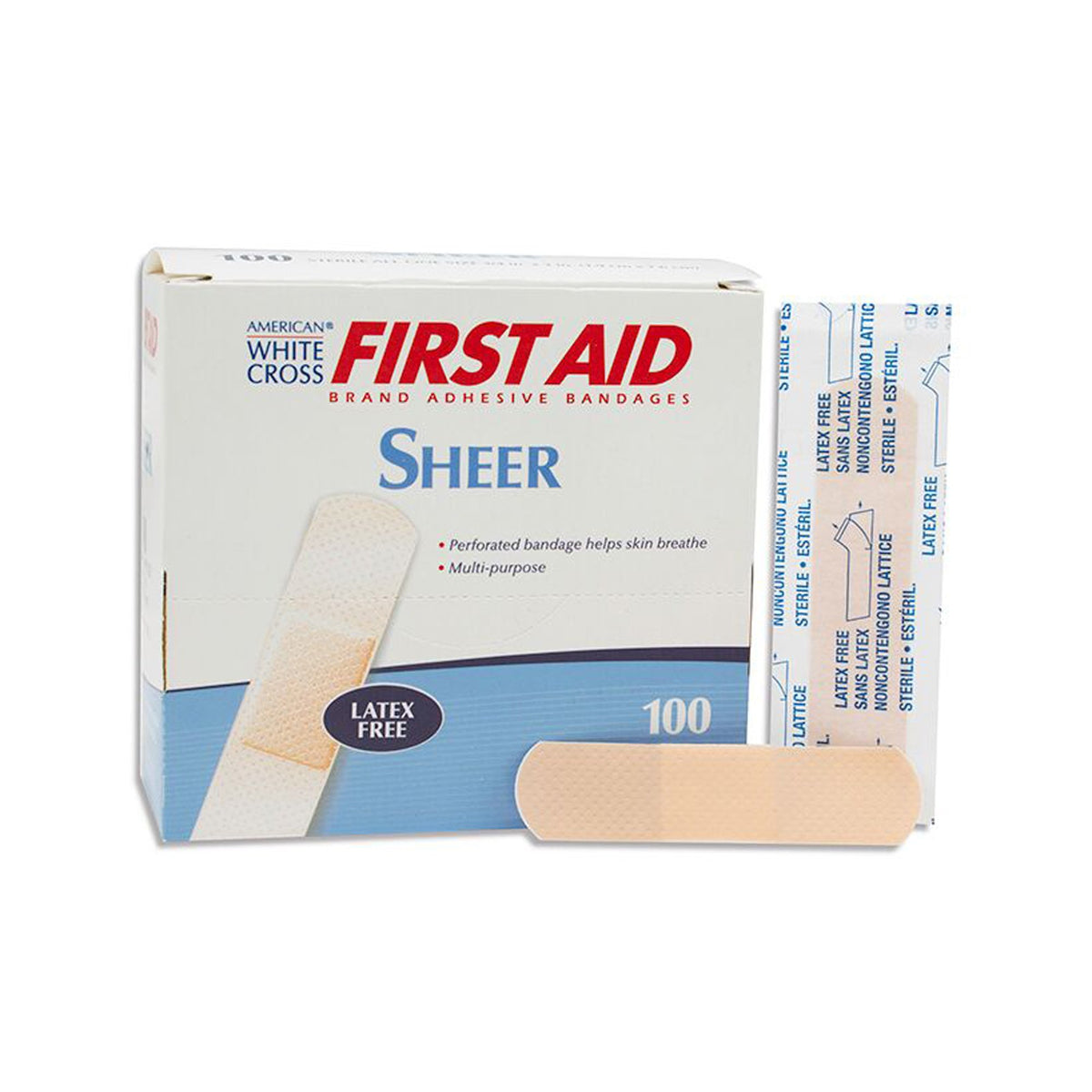 American White Cross Adhesive Strip 3/4 x 3 Inch-Adhesive Strip American White Cross 3/4 X 3 Inch Plastic Rectangle Tan Sterile