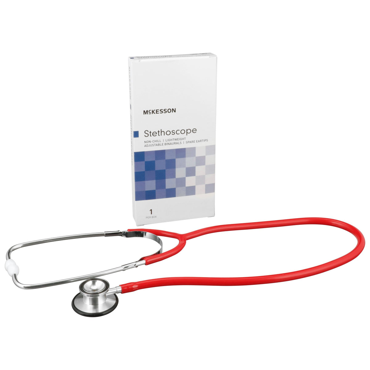 McKesson Classic Dual Head Stethoscope, Red-General Exam Stethoscope McKesson Red 1-Tube 22 Inch Tube Double Sided Chestpiece