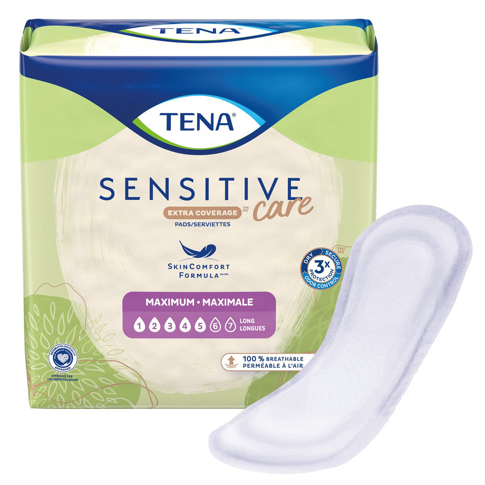 Tena Intimates Maximum Bladder Control Pad, 13-Inch Length-Bladder Control Pad TENA Sensitive Care Maximum Extra Coverage Long 15 Inch Length Heavy Absorbency Dry-Fast Core One Size Fits Most