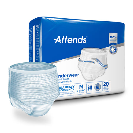 Attends Care Moderate Absorbent Underwear, Regular-Unisex Adult Absorbent Underwear Attends Care Pull On with Tear Away Seams Medium Disposable Heavy Absorbency