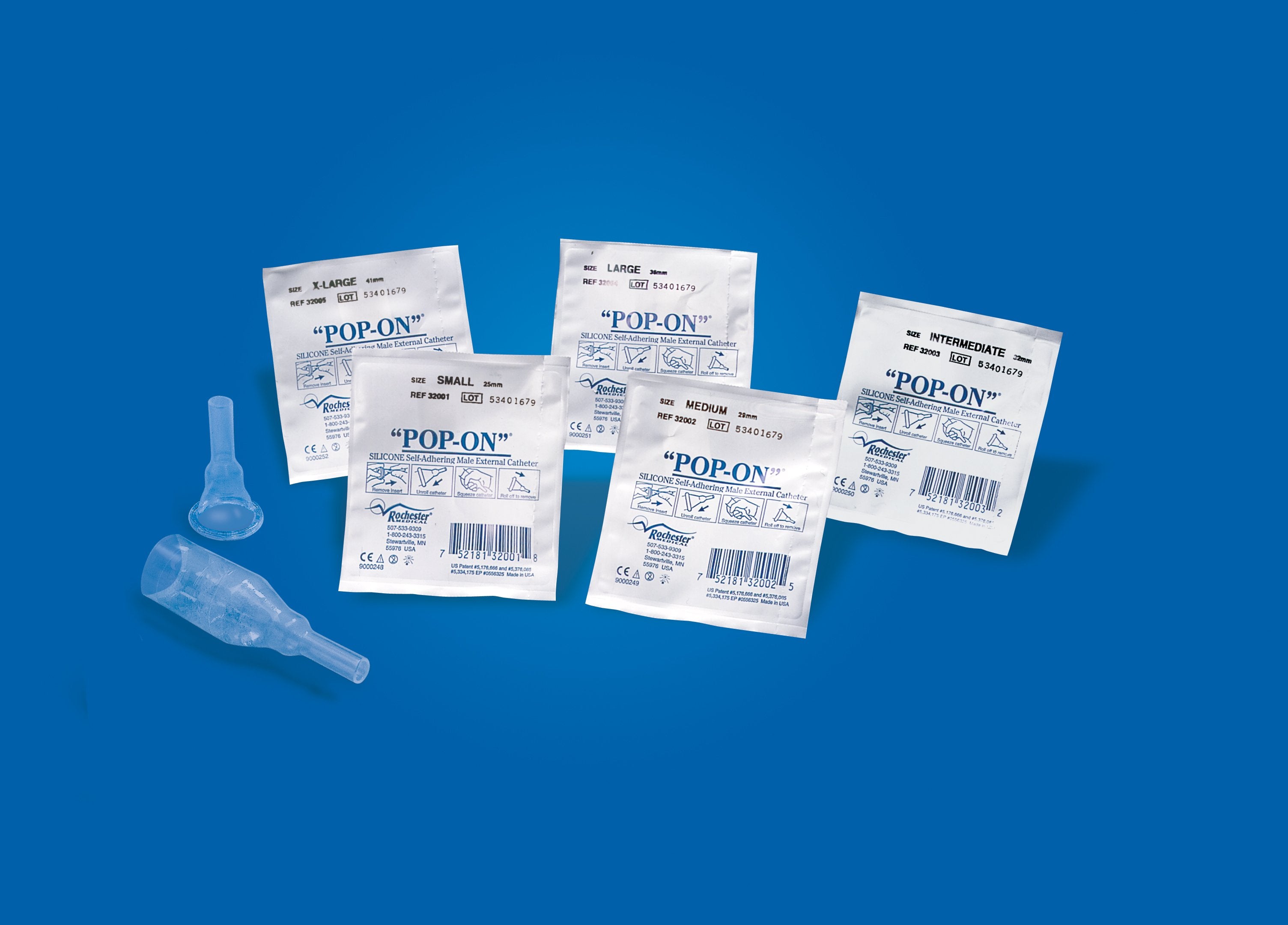 Pop-On Male External Catheter, Small-Male External Catheter Pop-On Self-Adhesive Strip Silicone Small