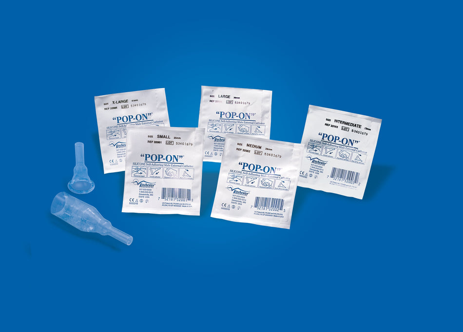 Pop-On Male External Catheter, Small-Male External Catheter Pop-On Self-Adhesive Strip Silicone Small