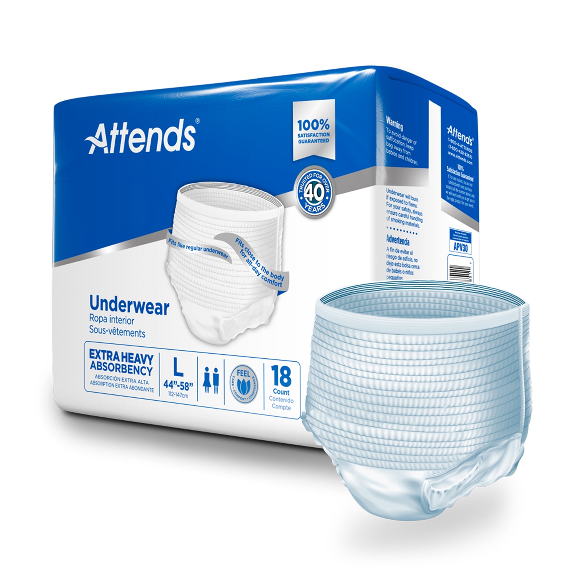 Attends® Care Heavy Absorbent Underwear, Regular - Incontinence>Adult Briefs and Protective Undergarments - Attends Health...