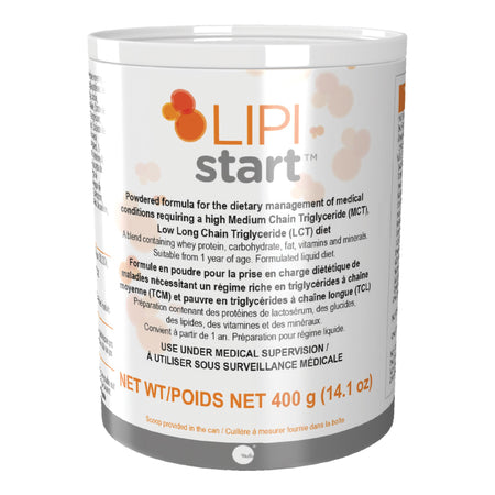 Lipistart Powdered Formula for the Dietary Management of Conditions requiring high MCTs or LCTs, 400 Gram Can-Oral Supplement Lipistart Unflavored Powder 400 Gram Can
