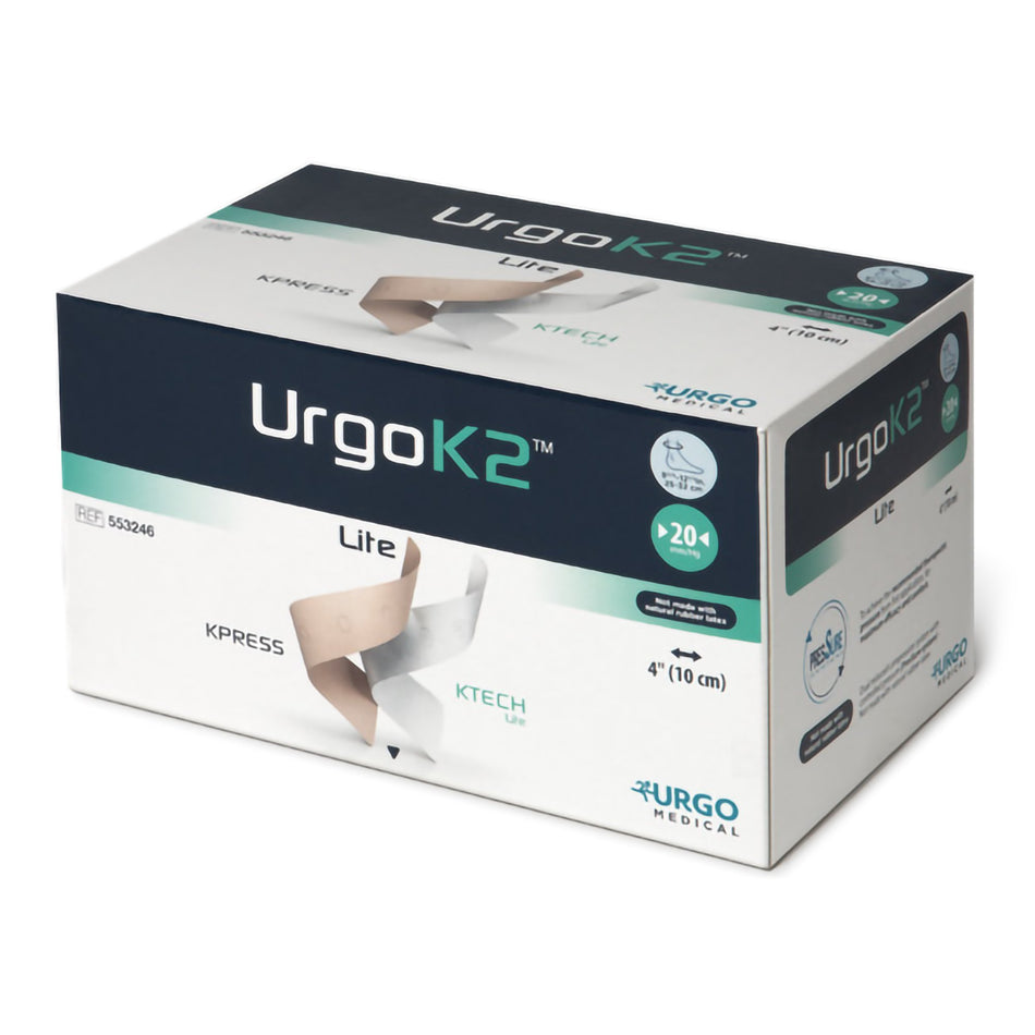 URGOK2� Lite Self-adherent Closure Two-Layer Compression Bandage System-2 Layer Compression Bandage System URGOK2� Lite 4 X 9-3/4 X 12-1/2 Inch Self-Adherent Closure Tan / White / Pink NonSterile Large 20 mmHg