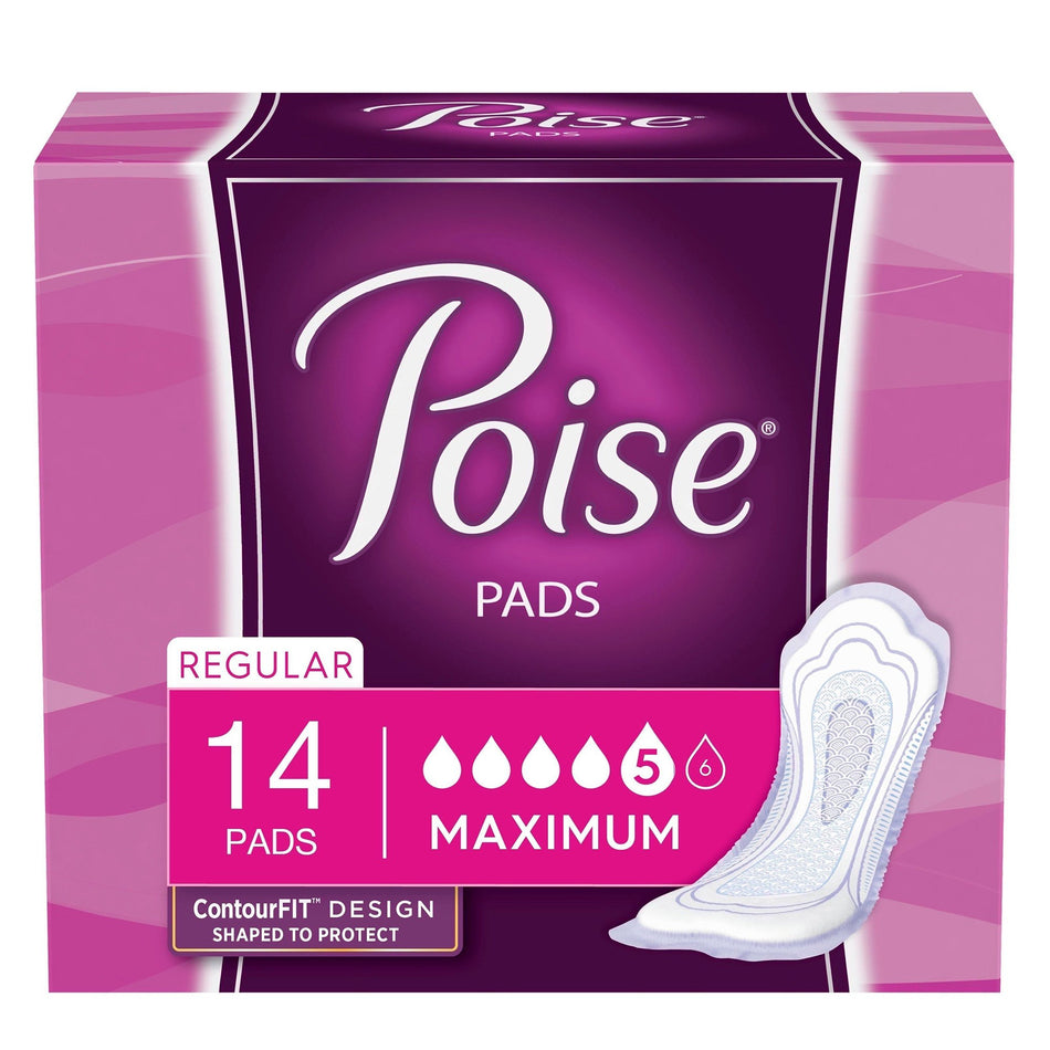 Poise Bladder Control Pads, Disposable, Heavy Absorbency, Regular Length, 3" x 11", Adult Female, Absorb-Loc Core-Bladder Control Pad Poise 12.2 Inch Length Heavy Absorbency Sodium Polyacrylate Core Regular