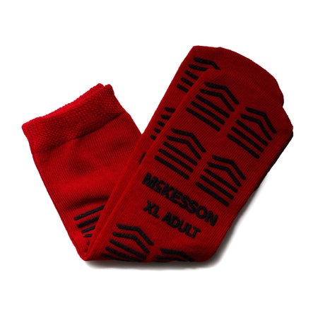 McKesson Slipper Socks, Double Tread, Extra Large, Red - Apparel>Slippers and Slipper Socks - McKesson Brand