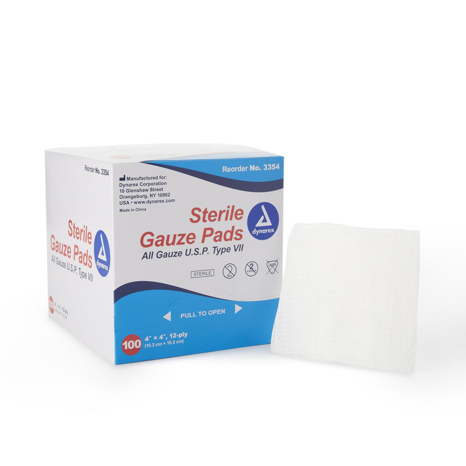 dynarex� Sterile Gauze Sponge, 4 x 4 Inch, 12-Ply-Gauze Sponge Dynarex� 4 X 4 Inch 12-Ply Sterile 1 per Pack