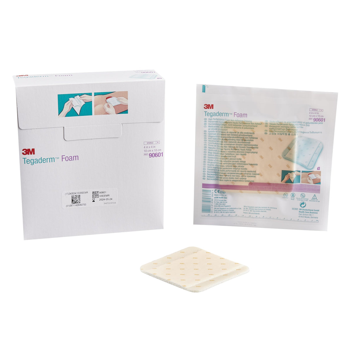3M Tegaderm High Performance Nonadhesive without Border Foam Dressing, 4 x 4 Inch-Foam Dressing 3M Tegaderm High Performance 4 X 4 Inch Without Border Film Backing Nonadhesive Square Sterile