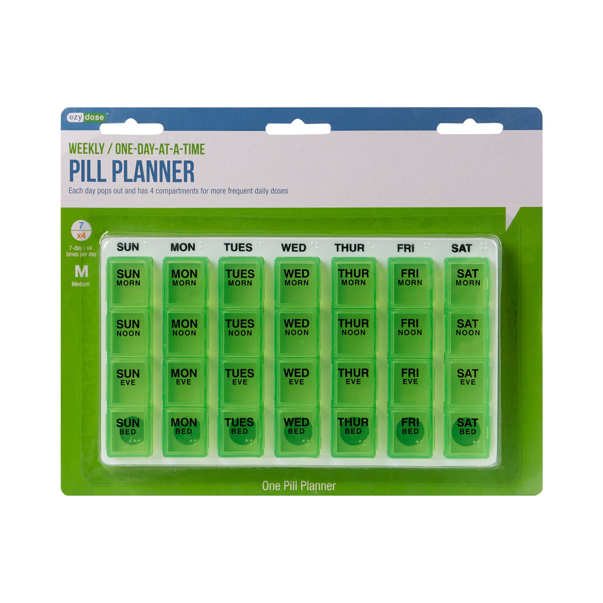 One-Day-At-A-Time Pill Organizer-Pill Organizer One-Day-At-A-Time Medium 7 Day 4 Dose