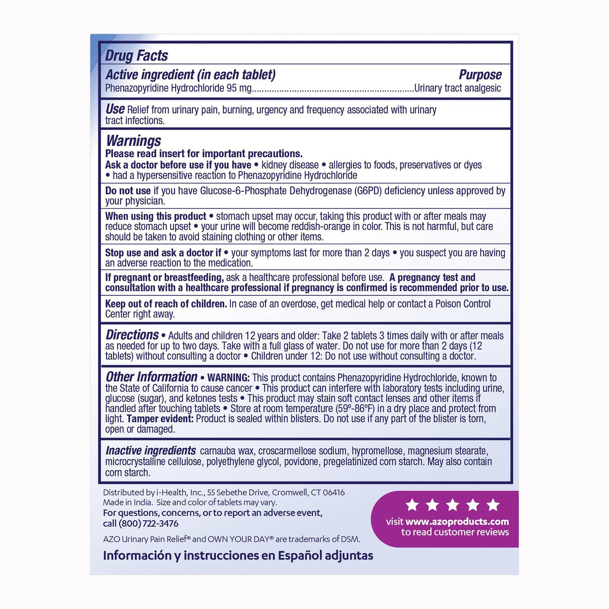 AZO® Urinary Pain Relief Tablets, Maximum Strength, 30 per Box