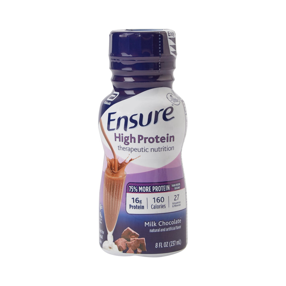 Ensure High Protein Therapeutic Nutrition, Chocolate, 8-ounce bottle-Oral Supplement Ensure High Protein Therapeutic Nutrition Shake Chocolate Flavor Liquid 8 oz. Bottle