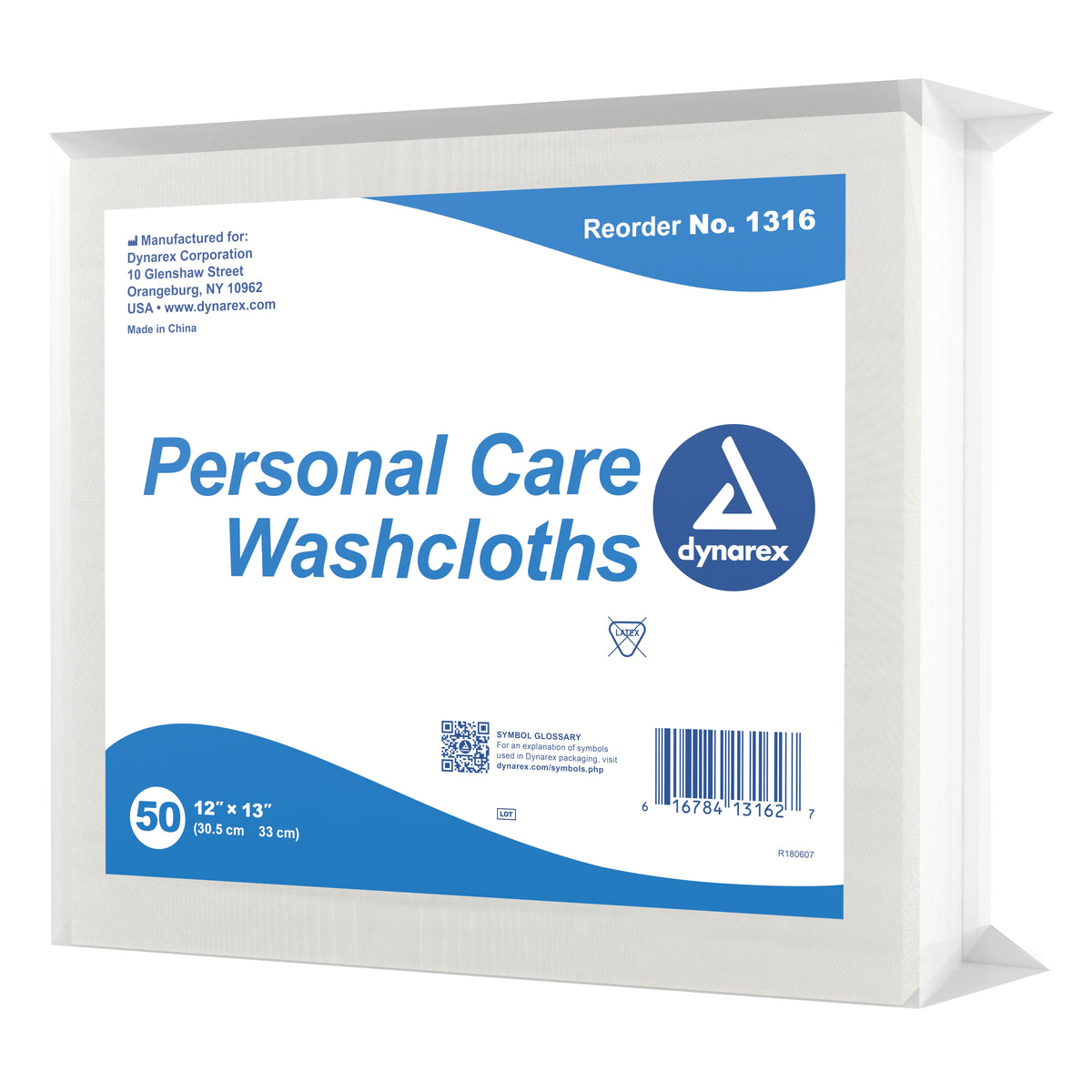 dynarex� Disposable Washcloth, 12 x 13 Inch-Washcloth Dynarex� 12 X 13 Inch White Disposable