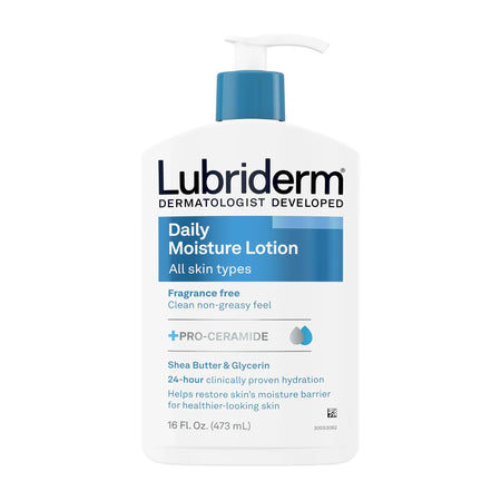 Lubriderm Daily Moisture Lotion-Hand and Body Moisturizer Lubriderm 16 oz. Pump Bottle Unscented Lotion CHG Compatible