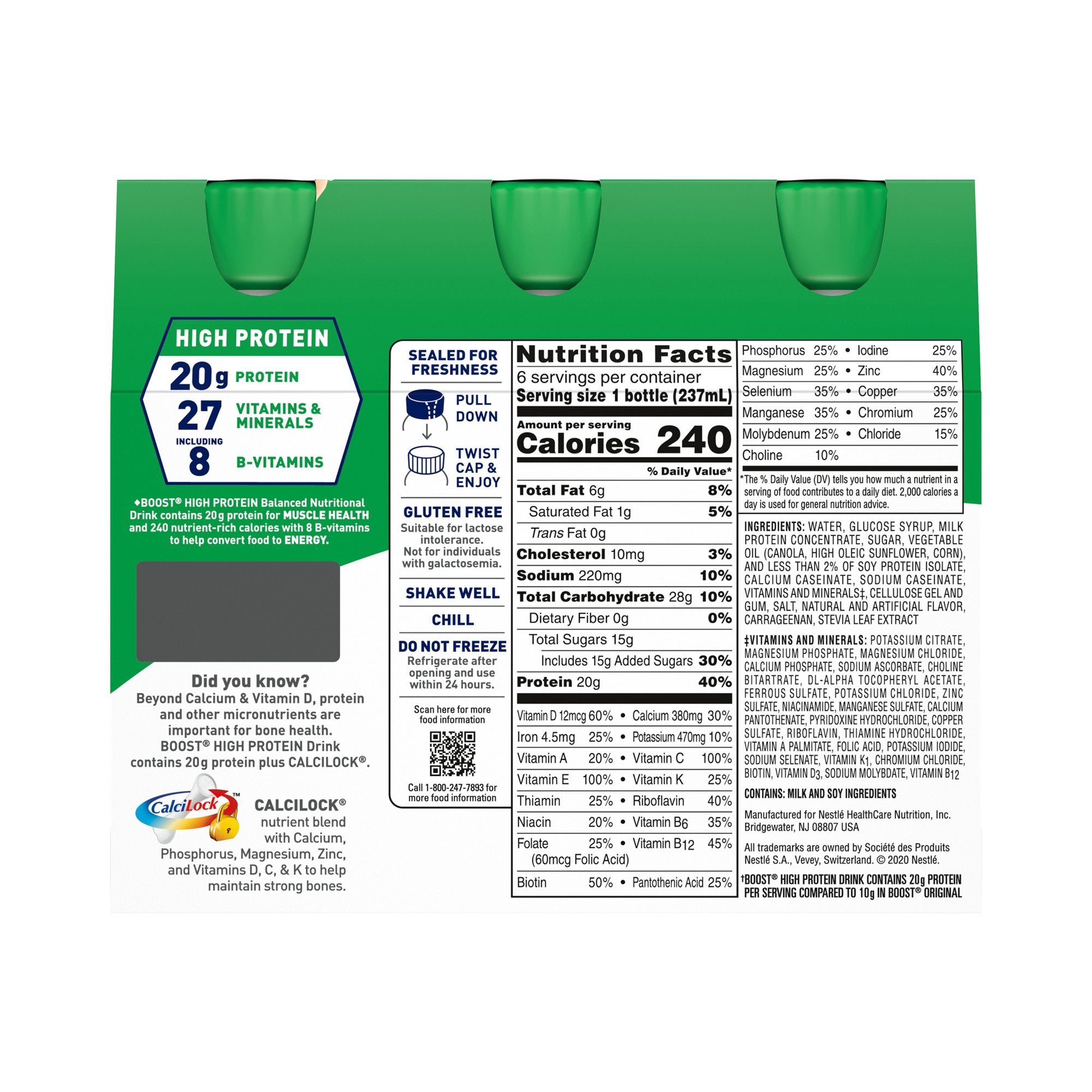 Boost® High Protein Strawberry Complete Nutritional Drink, 8-ounce Bottle - Nutritionals and Feeding Supplies>Nutritionals...