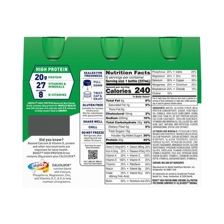 Boost® High Protein Strawberry Complete Nutritional Drink, 8-ounce Bottle - Nutritionals and Feeding Supplies>Nutritionals...