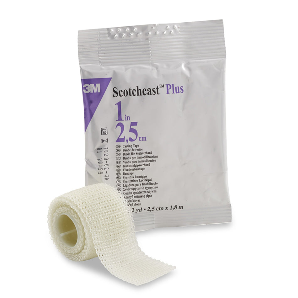 3M Scotchcast Plus Cast Tape, White, 1 Inch x 2 Yard-Cast Tape 3M Scotchcast Plus 1 X 72 Inch Fiberglass / Resin White