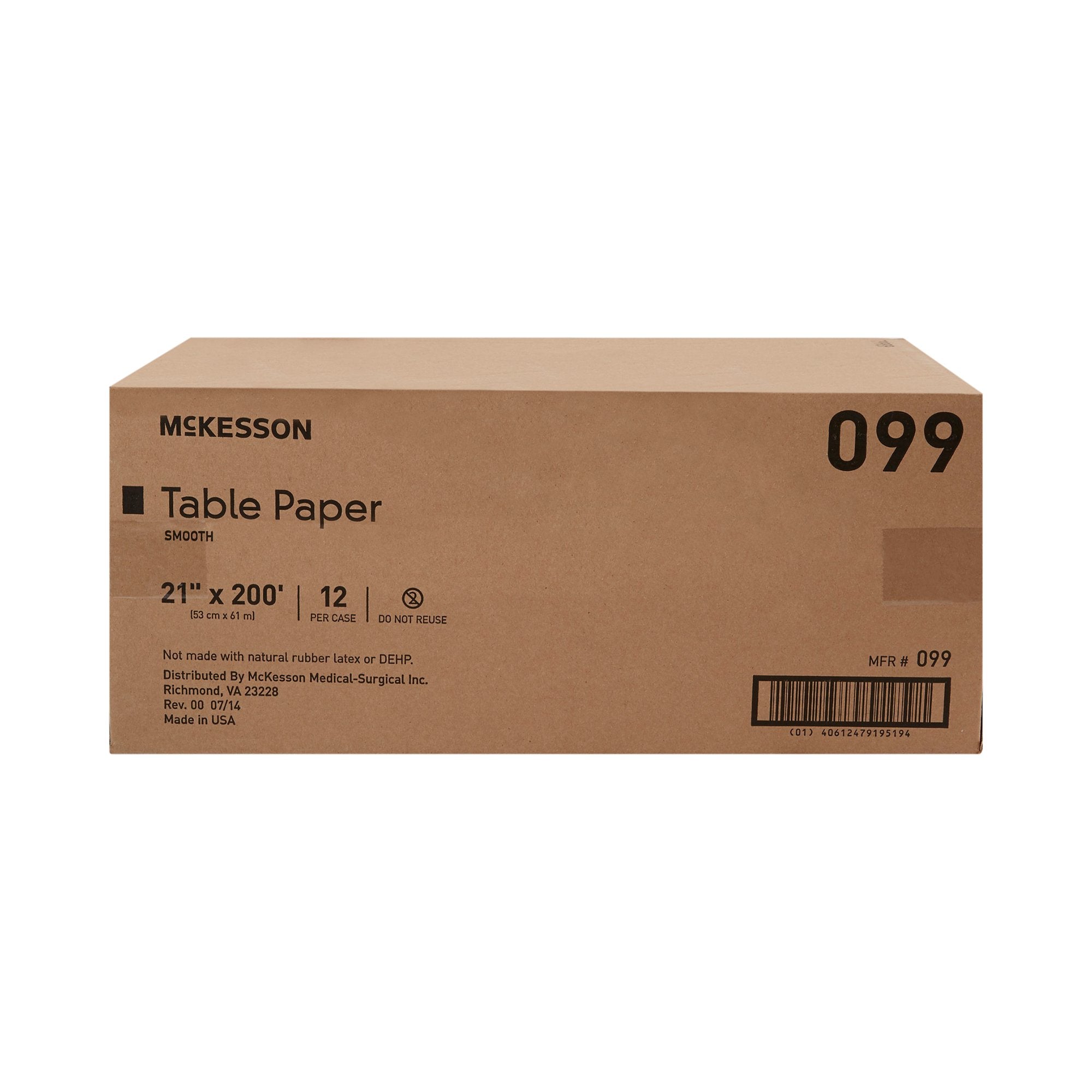 McKesson Smooth Table Paper, 21 Inch x 200 Foot, White-Table Paper McKesson 21 Inch Width 200 Foot Length White Smooth