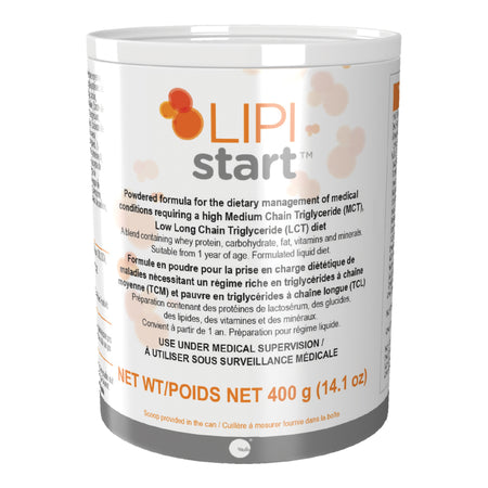 Lipistart Powdered Formula for the Dietary Management of Conditions requiring high MCTs or LCTs, 400 Gram Can-Oral Supplement Lipistart Unflavored Powder 400 Gram Can