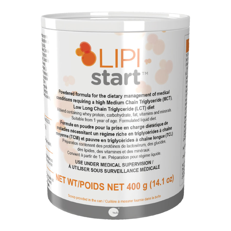 Lipistart Powdered Formula for the Dietary Management of Conditions requiring high MCTs or LCTs, 400 Gram Can-Oral Supplement Lipistart Unflavored Powder 400 Gram Can