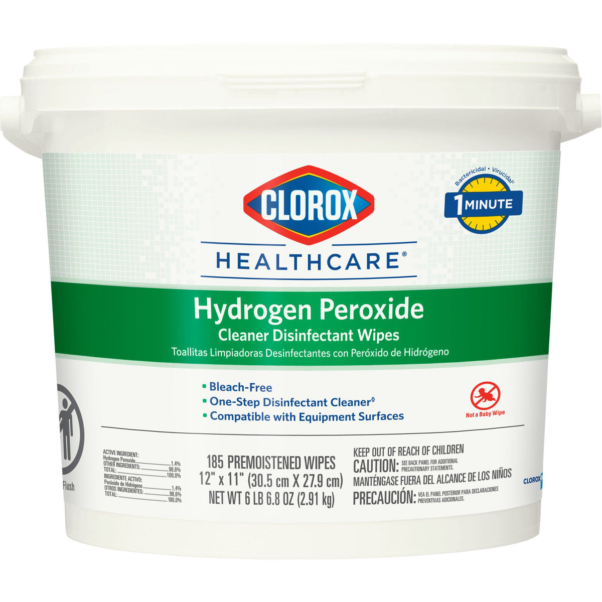 Clorox Healthcare® Hydrogen Peroxide Cleaner Disinfectant Wipes, Bucket, 185 ct. - Housekeeping>Cleaners and Disinfectants...