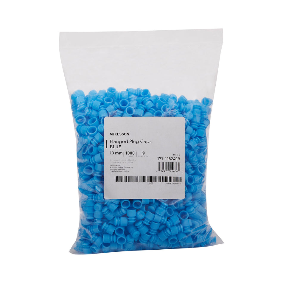 McKesson Tube Closure for use with 13 mm Blood Drawing Tubes, Glass Test Tubes, Plastic Culture Tubes-McKesson Tube Closure Polyethylene Flanged Plug Cap Blue 13 mm For Use with 13 mm Blood Drawing Tubes, Glass Test Tubes, Plastic Culture Tubes NonSterile