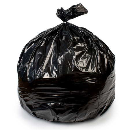 Colonial Bag 2X Heavy Duty Trash Bag, Black, 56 gal., 1.35 mil-Trash Bag Colonial Bag 56 gal. Black LLDPE 1.35 mil 43 X 47 Inch X-Seal Bottom Flat Pack