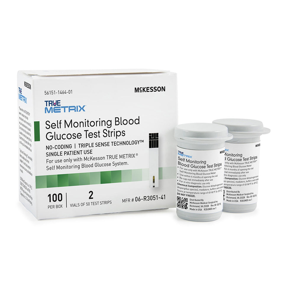 McKesson TRUE METRIX Blood Glucose Test Strips-Blood Glucose Test Strips McKesson TRUE METRIX 100 Strips per Pack