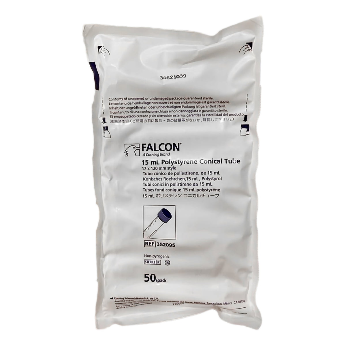 Falcon Centrifuge Tube, 17 x 120 mm, 15 mL-Falcon Centrifuge Tube Plain 15 mL Screw Cap Polystyrene Tube