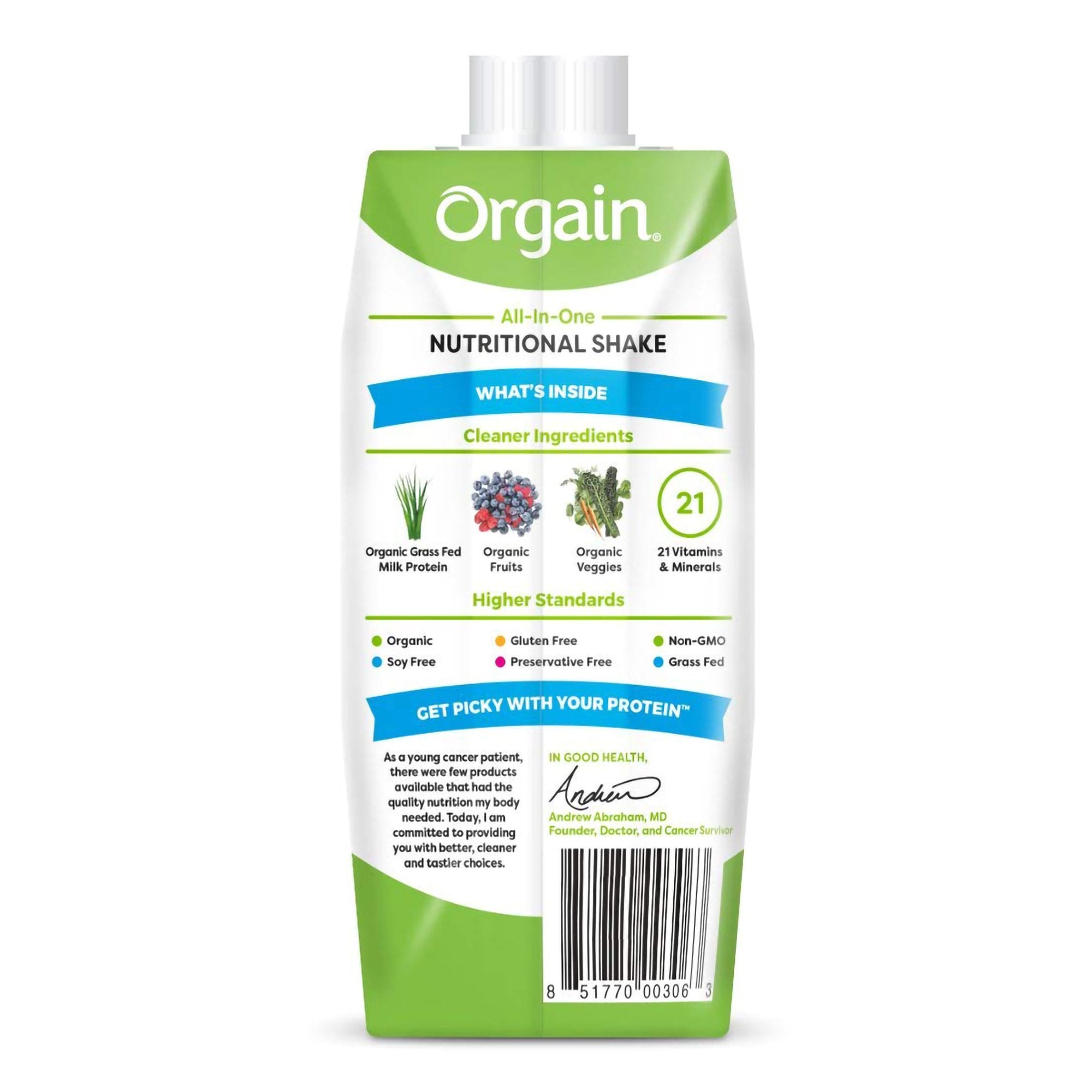 Orgain Organic Nutrition Strawberry Nutritional Shake, 11-ounce carton-Oral Supplement Orgain Organic Nutritional Shake Strawberries and Cream Flavor Liquid 11 oz. Carton