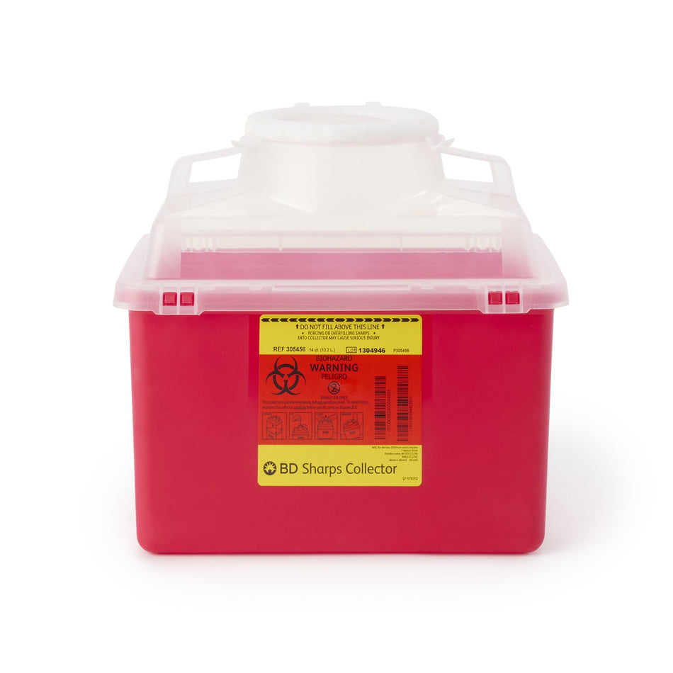 Multi-purpose Sharps Container-Sharps Container BD� Red Base 11-1/2 H X 12-4/5 W X 8-4/5 D Inch Vertical Entry 3.5 Gallon