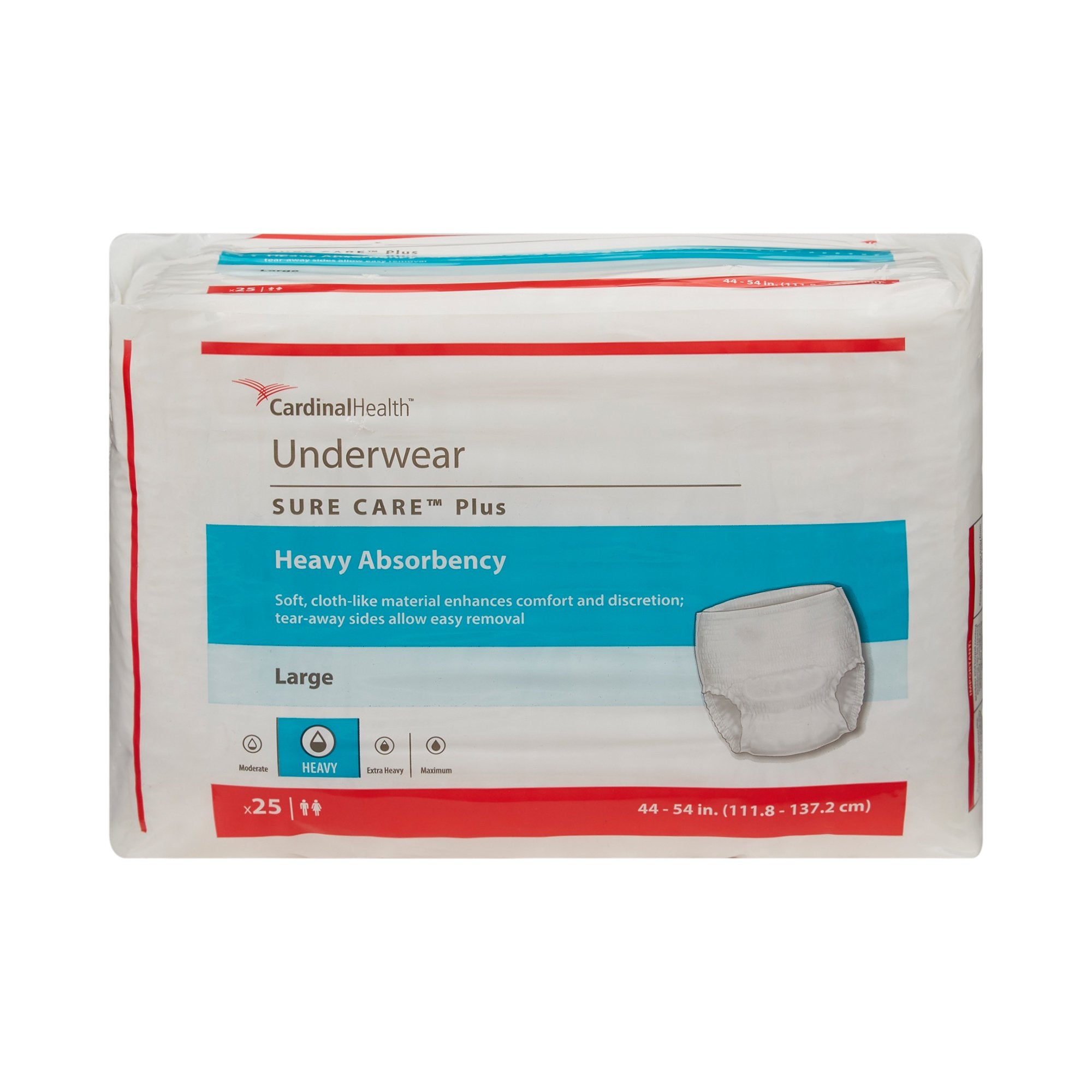 Sure Care™ Plus Heavy Absorbent Underwear, Large - Incontinence>Adult Briefs and Protective Undergarments - Cardinal