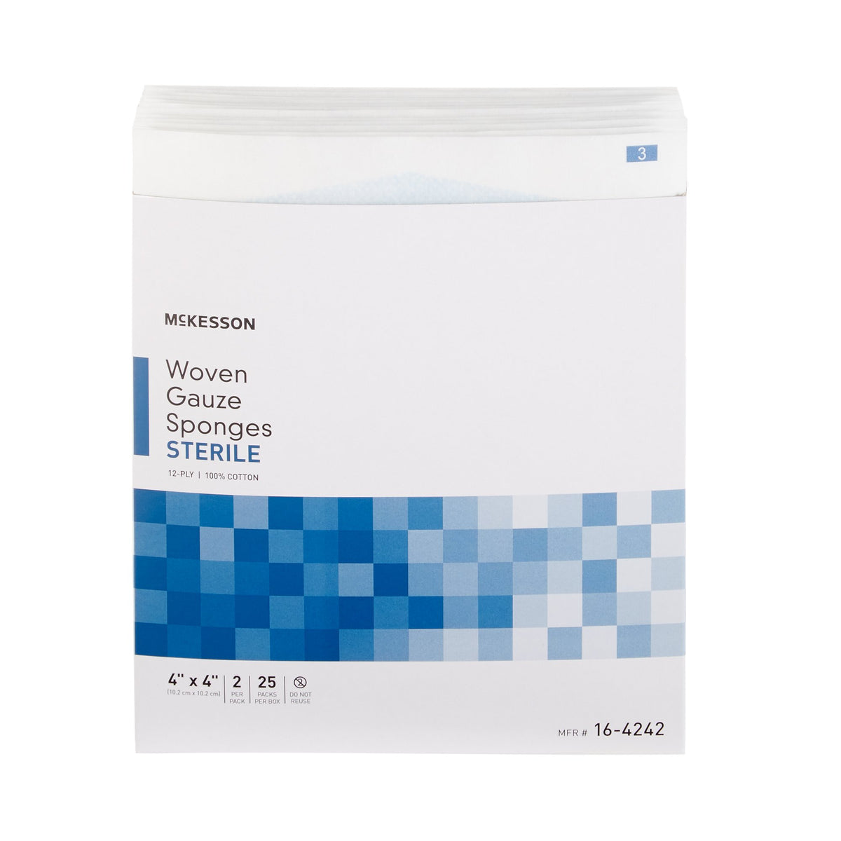 McKesson Sterile Gauze Sponge, 4 x 4 Inch, 12-Ply-Gauze Sponge McKesson 4 X 4 Inch 12-Ply Sterile 2 per Pack