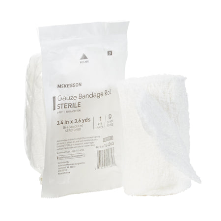 McKesson Sterile Fluff Bandage Roll, 3-2/5 Inch x 3-3/5 Yard, 6-Ply-Fluff Bandage Roll McKesson 3-2/5 Inch X 3-3/5 Yard 6-Ply Sterile 1 per Pack
