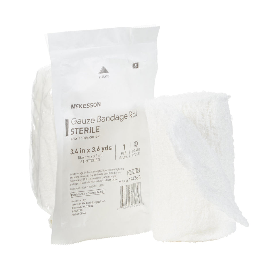 McKesson Sterile Fluff Bandage Roll, 3-2/5 Inch x 3-3/5 Yard, 6-Ply-Fluff Bandage Roll McKesson 3-2/5 Inch X 3-3/5 Yard 6-Ply Sterile 1 per Pack