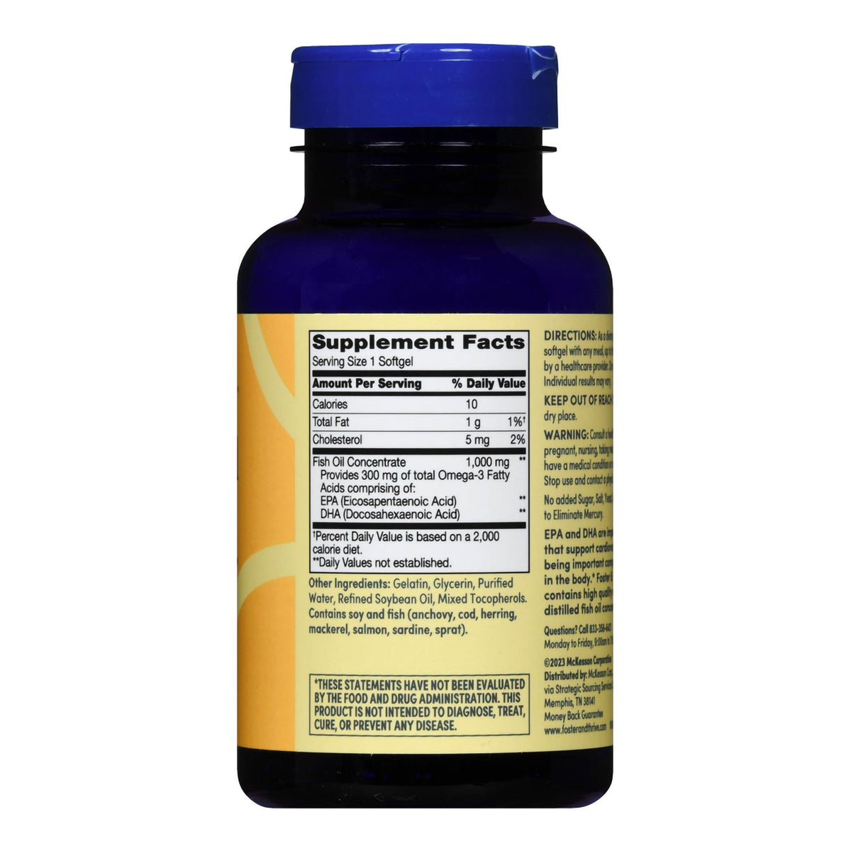 Foster & Thrive Fish Oil 1000 mg Softgels-"Omega 3 Supplement Foster & Thrive Fish Oil 1,000 mg Strength Softgel 100 per Bottle"